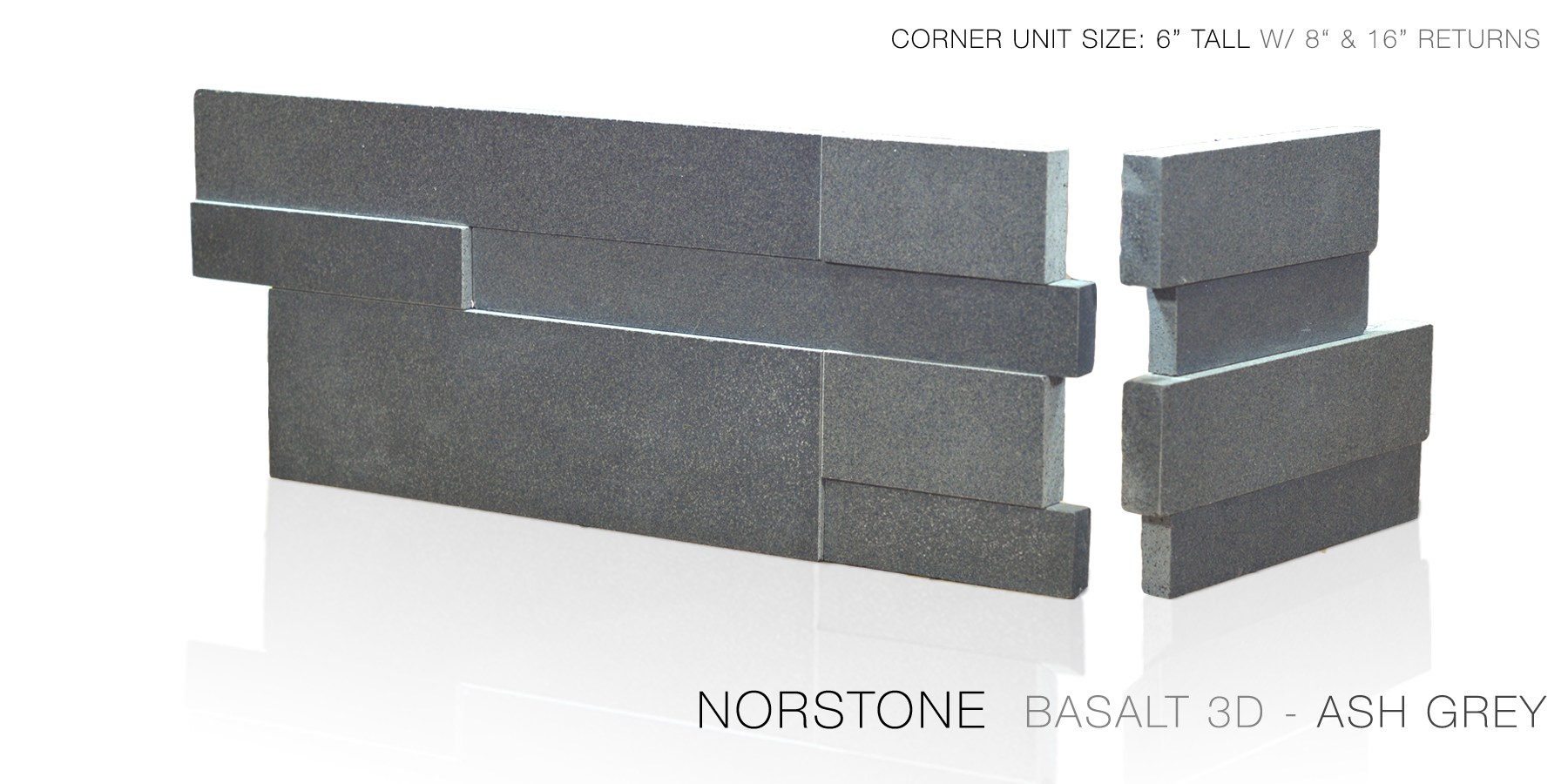 Norstone - Ash Grey Basalt 3D - Corner Unit